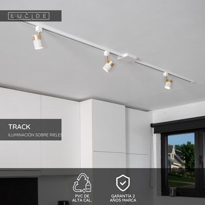 Lucide TRACK Alimentador - Sistema de carril monofásico / Iluminación con rieles - Simple - Blanco (Extensión)